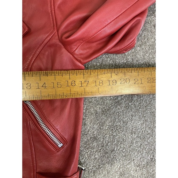 Walter Baker Leather Moto Jacket Large Red %100 Lamb Leather SOFT - Picture 7 of 10